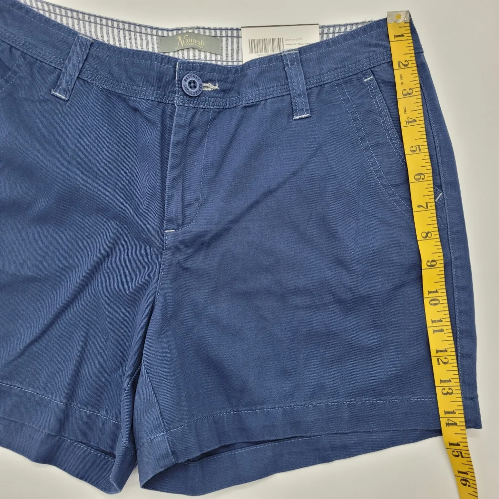 Natural Reflections Shorts Navy Blue Cotton Mid Rise Classic Coastal Size 10 NEW